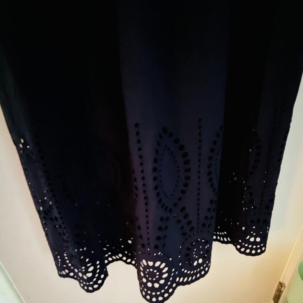 Scoop Handkerchief Hem Navy Dress with Eyelet XXL